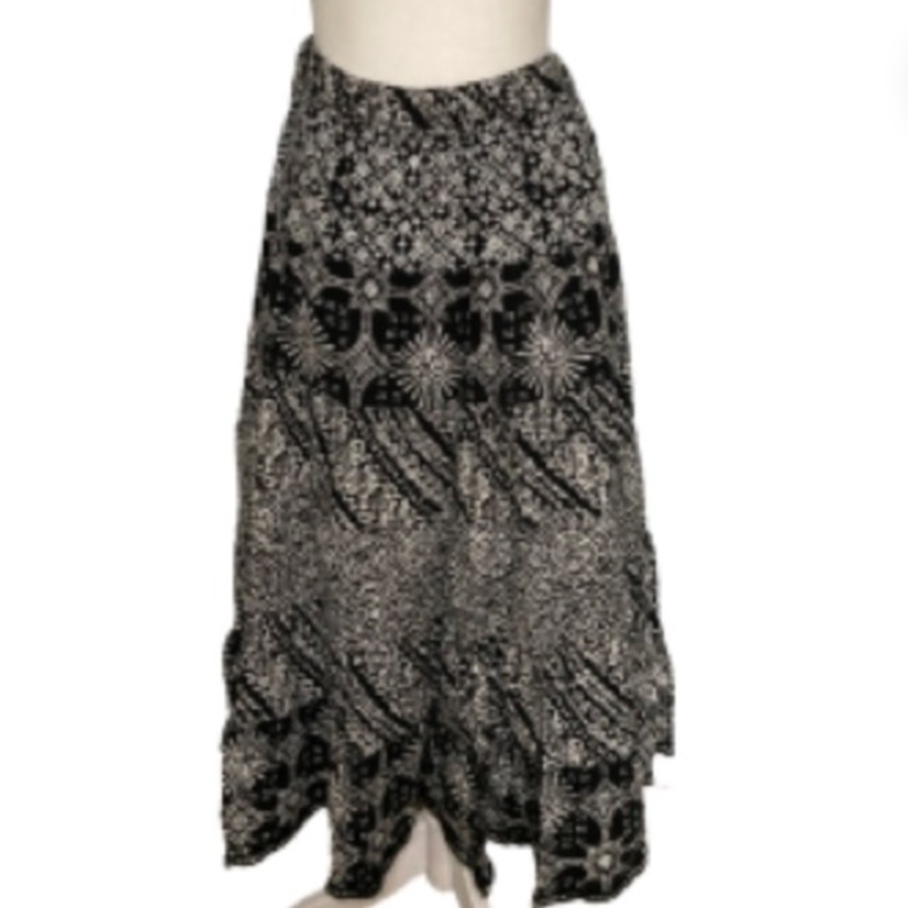 EUC Carole Little Black & White Cotton Maxi Skirt Size XL